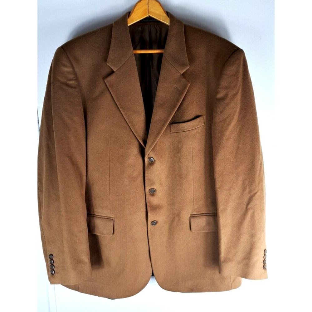 Mens Paul Thomson Blazer Cashmere Wool Blend Brown 3 Button Italy Size 44 R